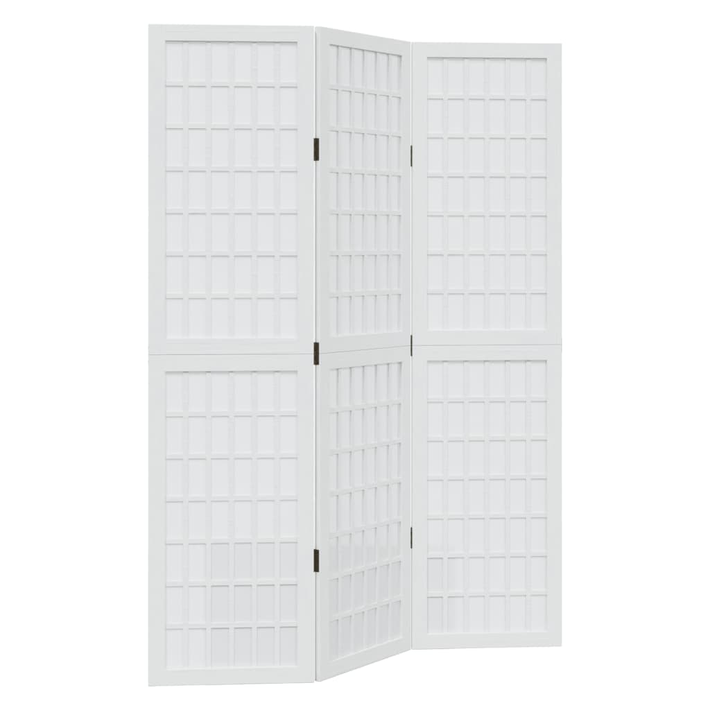 Room Divider 3 Panels White Solid Wood Paulownia